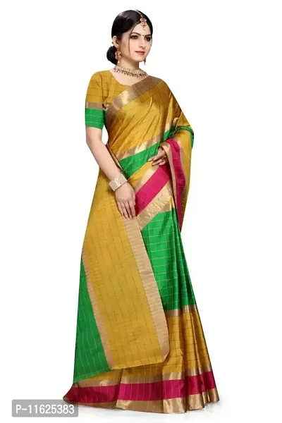 Reliable Orra Silk Checked Daily Wear Women Saree with Blouse piece-thumb2