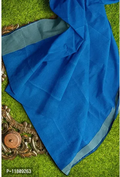 Stylish Cotton Silk Blue Daily Wear Saree with Blouse piece For Women Pack Of 1-thumb0