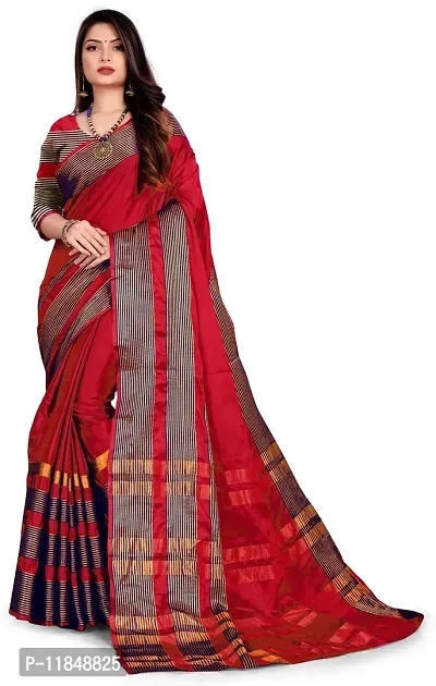 Trendy Cotton Silk Saree with Blouse piece For Women