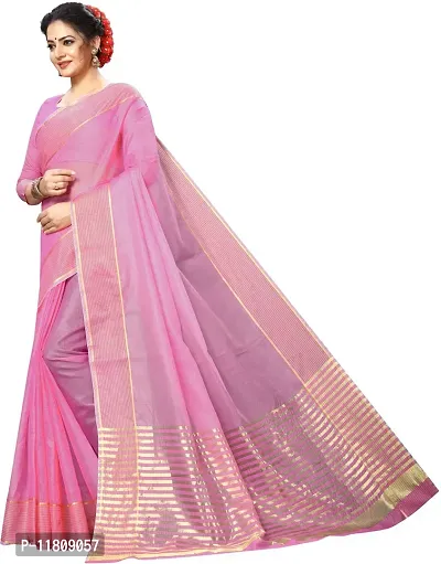 Stylish Cotton Silk Pink Maheshwari Saree with Blouse piece For Women Pack Of 1-thumb2