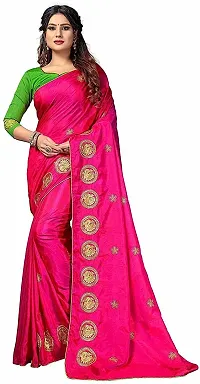 Attractive Silk Blend Saree with Blouse piece For Women-thumb2