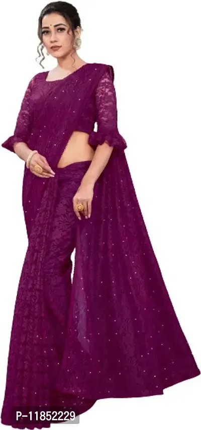 New Launched Net Saree with Blouse piece For Women-thumb5