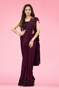 New Launched Lycra Saree with Blouse piece For Women-thumb4
