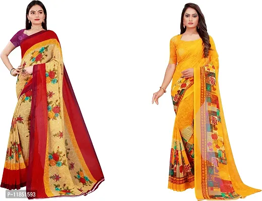 Attractive Georgette Saree with Blouse piece For Women Pack Of 2