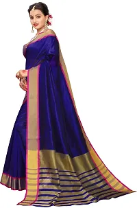 Trendy Chanderi Silk Saree with Blouse piece For Women-thumb1