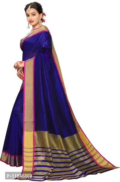 Trendy Chanderi Silk Saree with Blouse piece For Women-thumb2