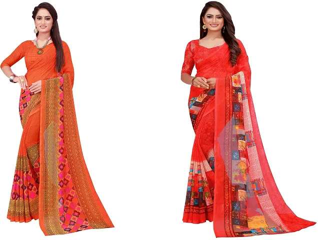 Beautiful Georgette Saree With Blouse Piece Pack Of 2