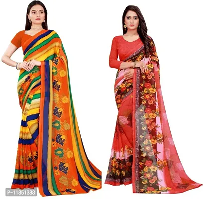 Attractive Georgette Saree with Blouse piece For Women Pack Of 2