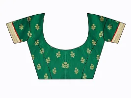 Stylish Silk Blend Green Assam Silk Saree with Blouse piece For Women Pack Of 1-thumb1