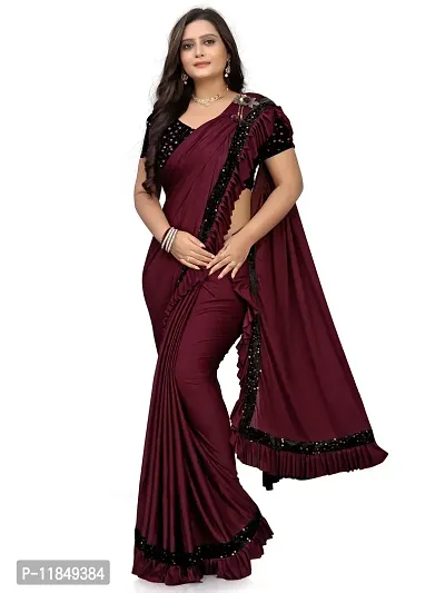 Trendy Silk Blend Saree with Blouse piece For Women-thumb0