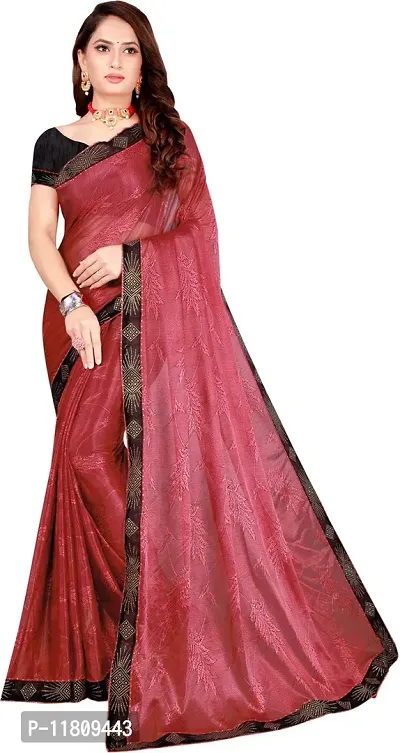Stylish Art Silk Red Bollywood Saree with Blouse piece For Women Pack Of 1-thumb2