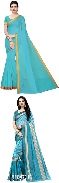 Attractive Art Silk Saree with Blouse piece For Women Pack Of 2-thumb0