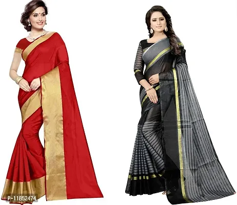 Attractive Georgette Saree with Blouse piece For Women Pack Of 2-thumb0