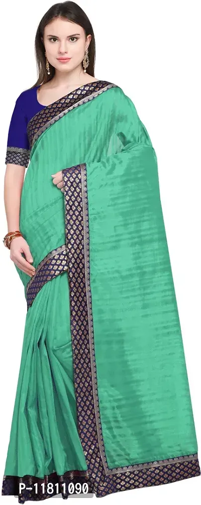 Stylish Art Silk Green Bollywood Saree with Blouse piece For Women Pack Of 1