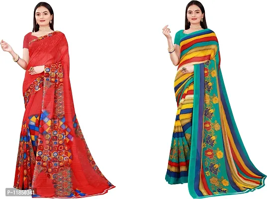 Attractive Georgette Saree with Blouse piece For Women Pack Of 2