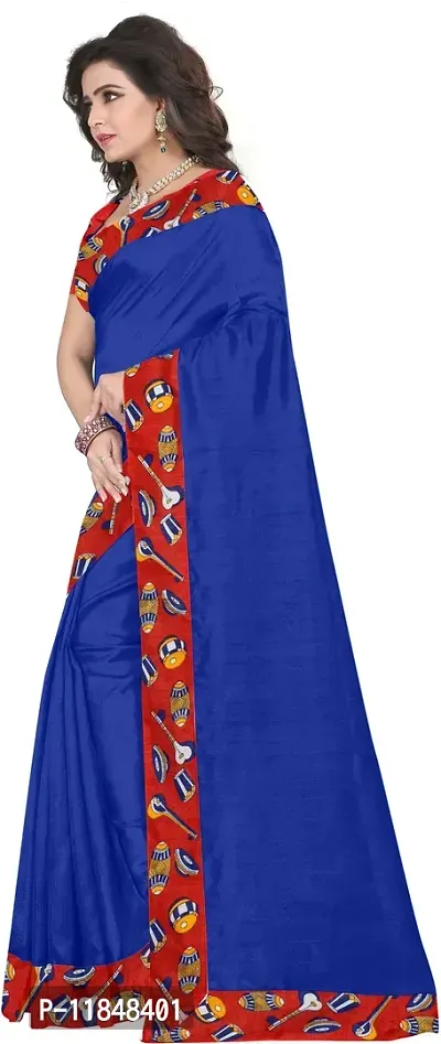 Trendy Silk Blend Saree with Blouse piece For Women-thumb4