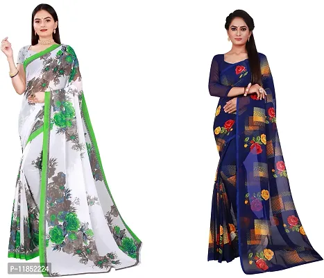 Attractive Georgette Saree with Blouse piece For Women Pack Of 2