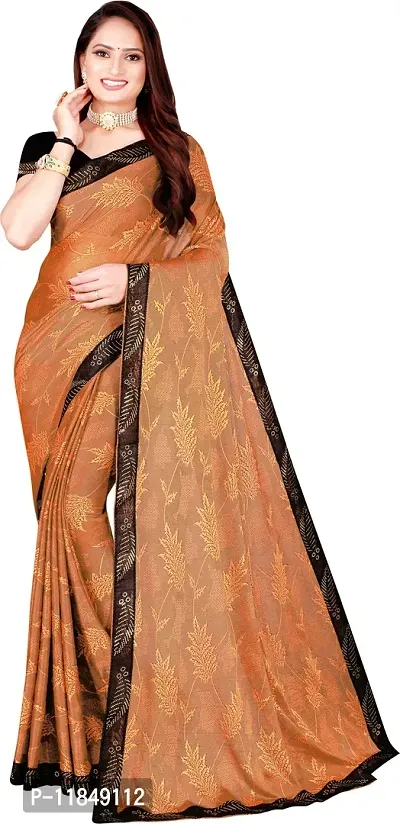 Trendy Lycra Saree with Blouse piece For Women-thumb0