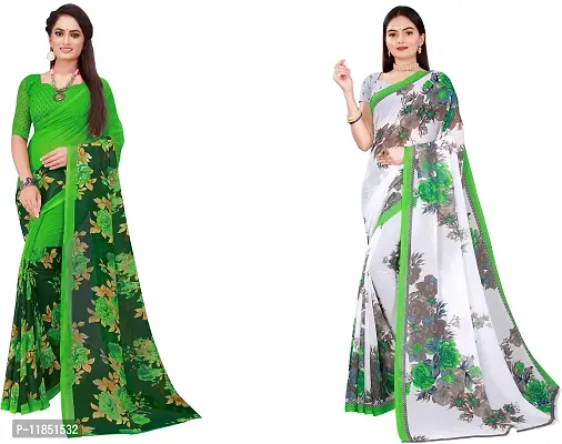 Attractive Georgette Saree with Blouse piece For Women Pack Of 2-thumb0