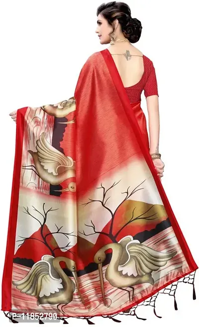 New Launched Art Silk Saree with Blouse piece For Women-thumb4