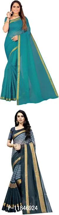 Attractive Art Silk Saree with Blouse piece For Women Pack Of 2-thumb0