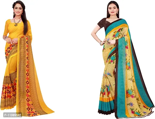 Stylish Georgette Multicoloured Daily Wear Saree with Blouse piece For Women Pack Of 2