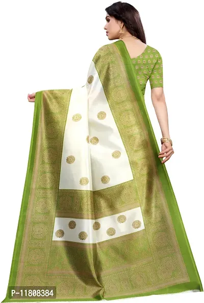 Stylish Art Silk Green Kalamkari Saree with Blouse piece For Women Pack Of 1-thumb4