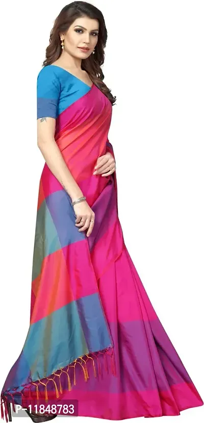 Trendy Cotton Silk Saree with Blouse piece For Women-thumb3