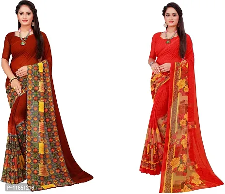 Attractive Georgette Saree with Blouse piece For Women Pack Of 2