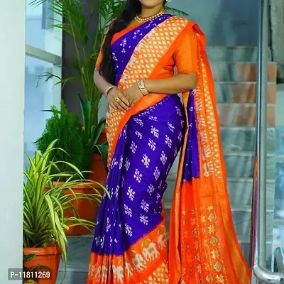 Stylish Crepe Orange Bandhani Saree with Blouse piece For Women Pack Of 1-thumb0