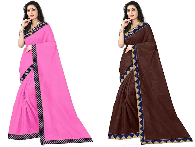 Stylish Fancy Art Silk Saree With Blouse Piece Combo For Women Pack Of 2