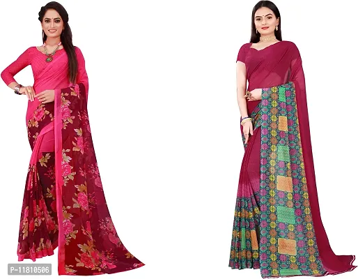 Stylish Georgette Multicoloured Daily Wear Saree with Blouse piece For Women Pack Of 2-thumb0