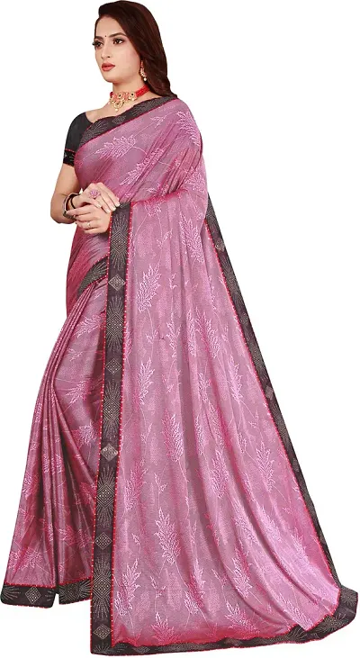 Stylish Lycra Bollywood Saree with Blouse piece For Women Pack Of 1