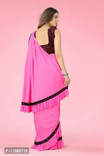 Stylish Lycra Pink Bollywood Saree with Blouse piece For Women Pack Of 1-thumb2