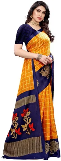 New Launched Art Silk Saree with Blouse piece For Women-thumb2