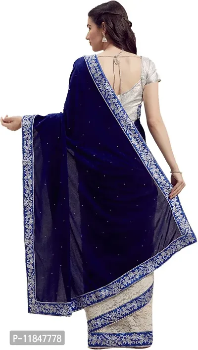 Attractive Velvet Saree with Blouse piece For Women-thumb2