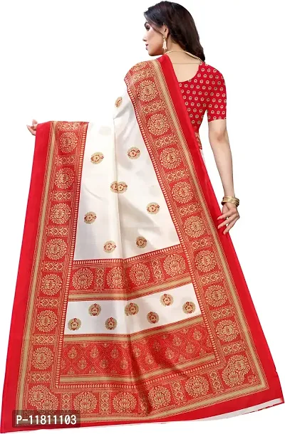 Stylish Art Silk White Mysore Silk Saree with Blouse piece For Women Pack Of 1-thumb4