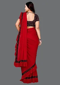 Trendy Silk Blend Saree with Blouse piece For Women-thumb2