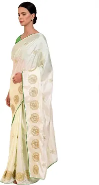 Stylish Cotton Blend White Bollywood Saree with Blouse piece For Women Pack Of 1-thumb2