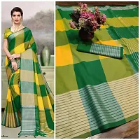 Trendy Cotton Blend Saree with Blouse piece For Women-thumb2