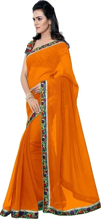 Stylish Georgette Orange Daily Wear Saree with Blouse piece For Women Pack Of 1-thumb2