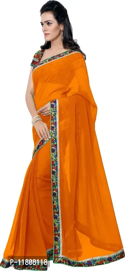 Stylish Georgette Orange Daily Wear Saree with Blouse piece For Women Pack Of 1-thumb3