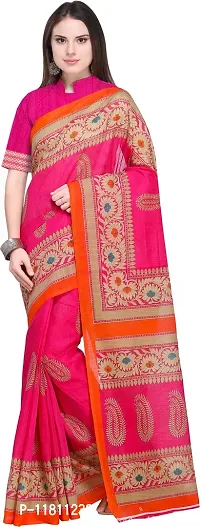 Stylish Art Silk Pink Bollywood Saree with Blouse piece For Women Pack Of 1