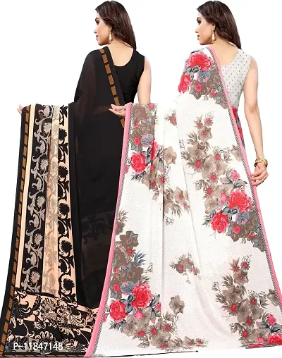 Attractive Georgette Saree with Blouse piece For Women Pack Of 2-thumb2