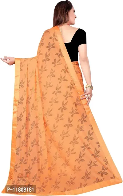 Stylish Lycra Orange Daily Wear Saree with Blouse piece For Women Pack Of 1-thumb3