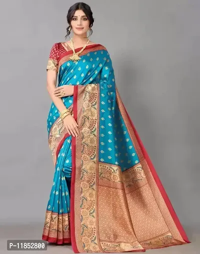 New Launched Art Silk Saree with Blouse piece For Women-thumb0