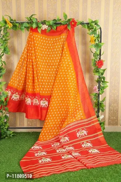 Stylish Art Silk Orange Daily Wear Saree with Blouse piece For Women Pack Of 1