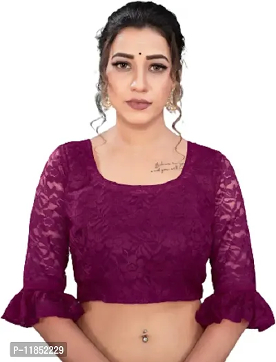 New Launched Net Saree with Blouse piece For Women-thumb3