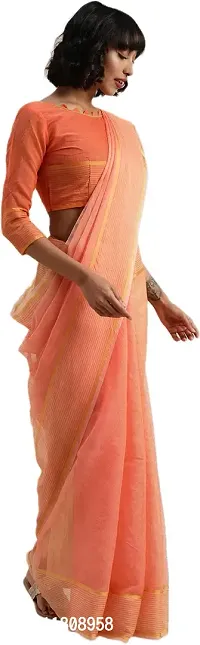 Stylish Art Silk Orange Assam Silk Saree with Blouse piece For Women Pack Of 1-thumb3