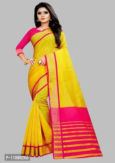 Stylish Art Silk Yellow Ikat Saree with Blouse piece For Women Pack Of 1-thumb0